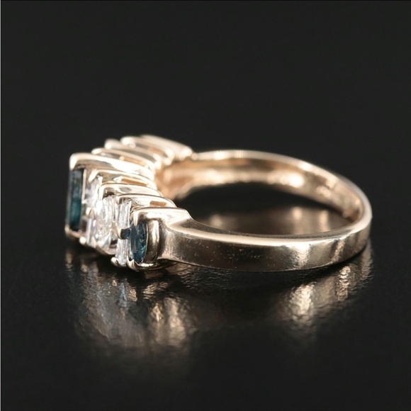 14K Sapphire and Diamond Ring - sz 5.75 - Picture 6 of 8